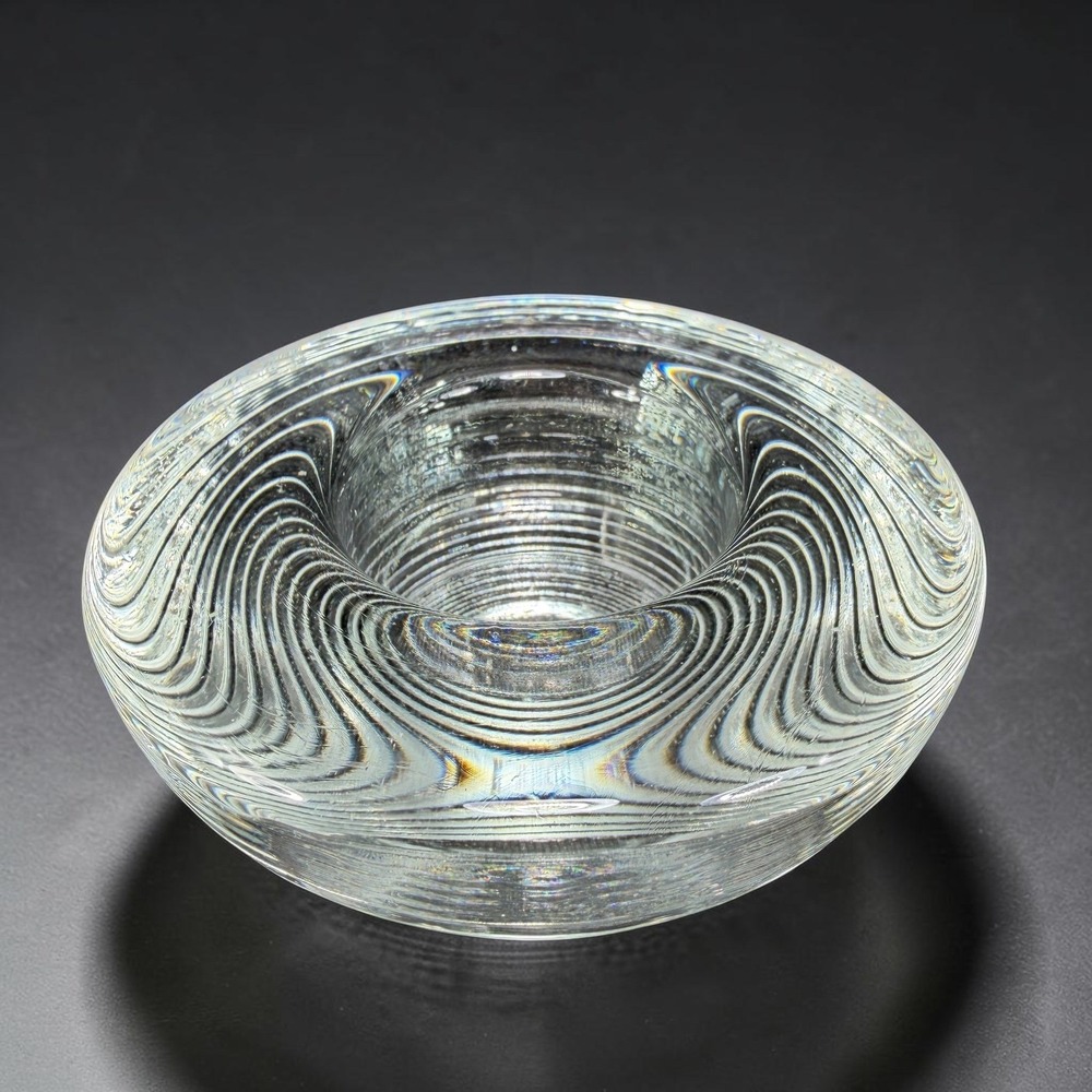 Iittala Aino Aalto Clear Glass Ribbed Tea Light Votive Candle Holder 4x2 Heavy